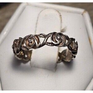 Roses vintage sterling silver ring sz 7.5